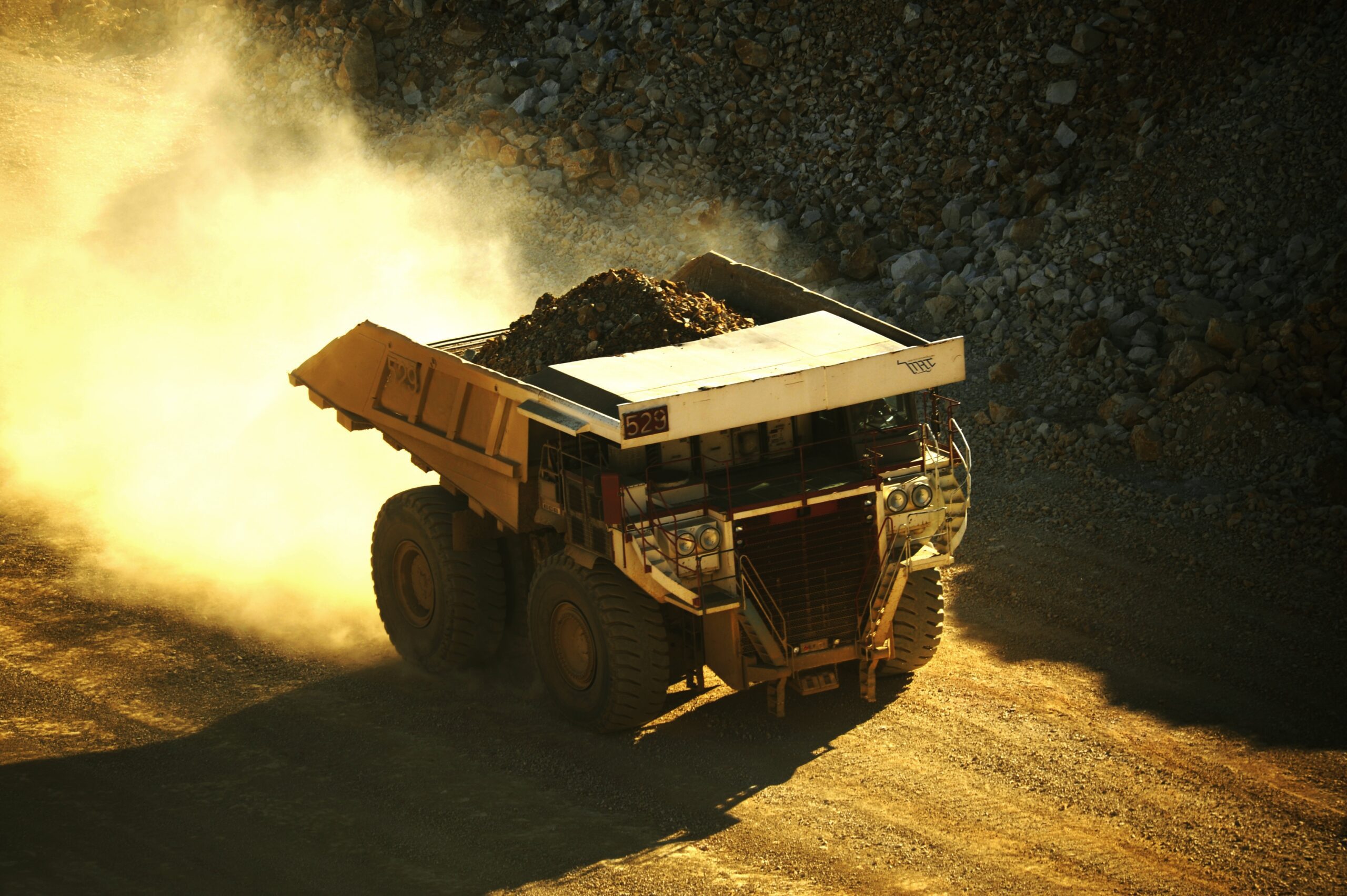 image from mining investment company intermining group ,this company is about to go to IPO and the image is of an industrial vehicle carrying dirt down a track