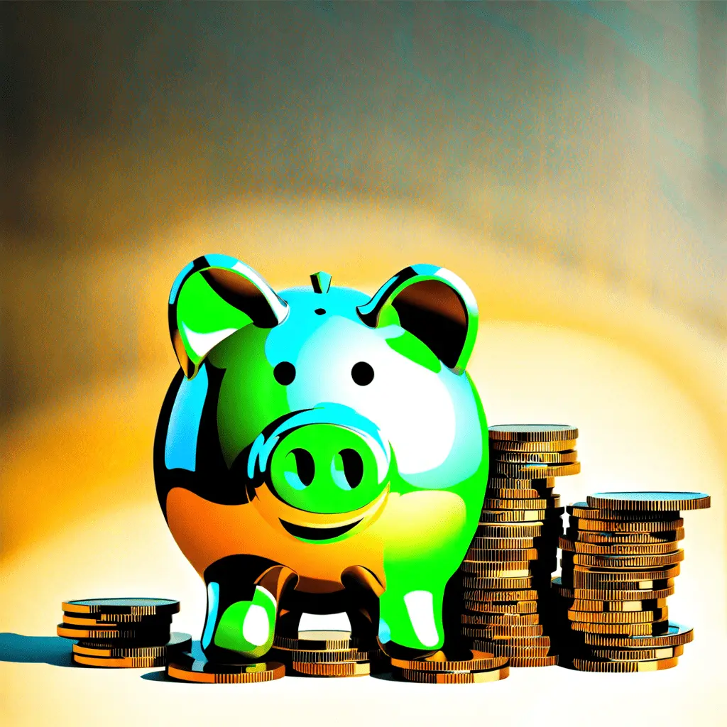 Can You Have A Joint ISA? piggy bank with coins behind the piggy bank